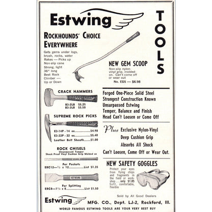 Estwing Rockhounding Tools Rockford Illinois 1964 Magazine Ad AB6-LL1