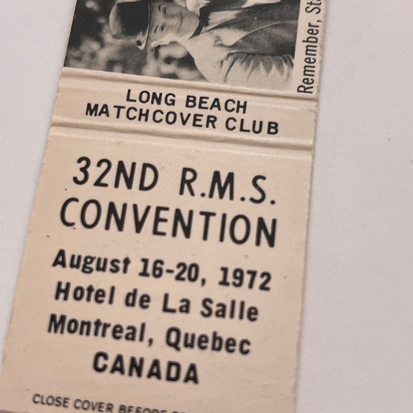 Long Beach Matchcover Club 1972 RMS Convention Vintage Matchbook Cover TB6-MB2-3