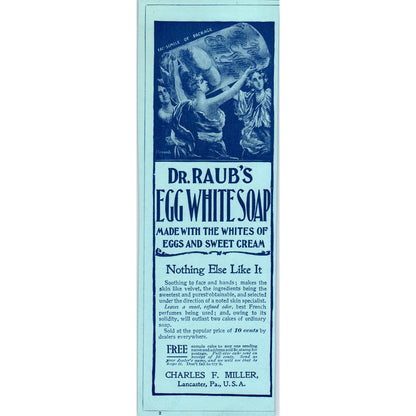 Dr. Raub's Egg White Soap Charles F. Miller Lancaster 1897 Victorian Ad AE9-TS2