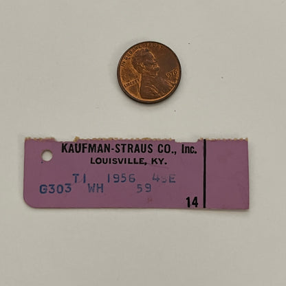 Kaufman-Straus Co Inc Stub 1956 Louisville KY AG3-S27