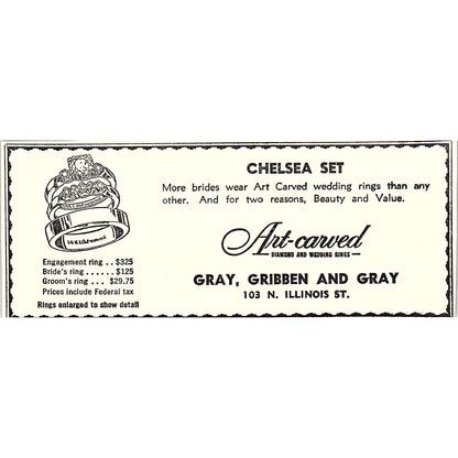 Gray, Gribben and Gray Wedding Jewelry Indianapolis IN 1947 Ad AF6-21