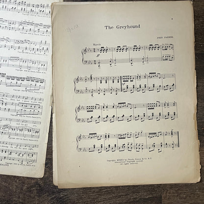 1912 The Greyhound March John Parker Church, Paxson & Co Sheet Music V10