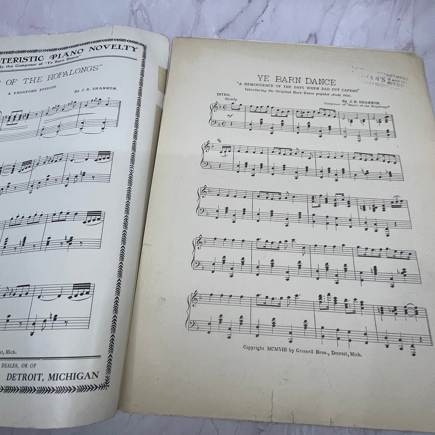 Ye Barn Dance The Time When Dad Cut Capers J.R. Shannon 1908 Sheet Music V15