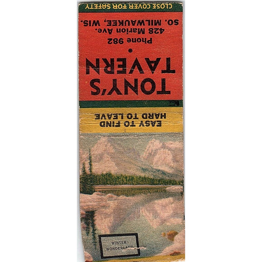 Tony's Tavern South Milwaukee WI Vintage Matchbook Cover SE5-Y1
