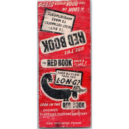 Chicago Red Book Directory Dachshund Dog Vintage Matchbook Cover SD4-Y14