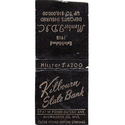 Kilbourn State Bank Milwaukee WI Vintage Matchbook Cover SC7-Y10
