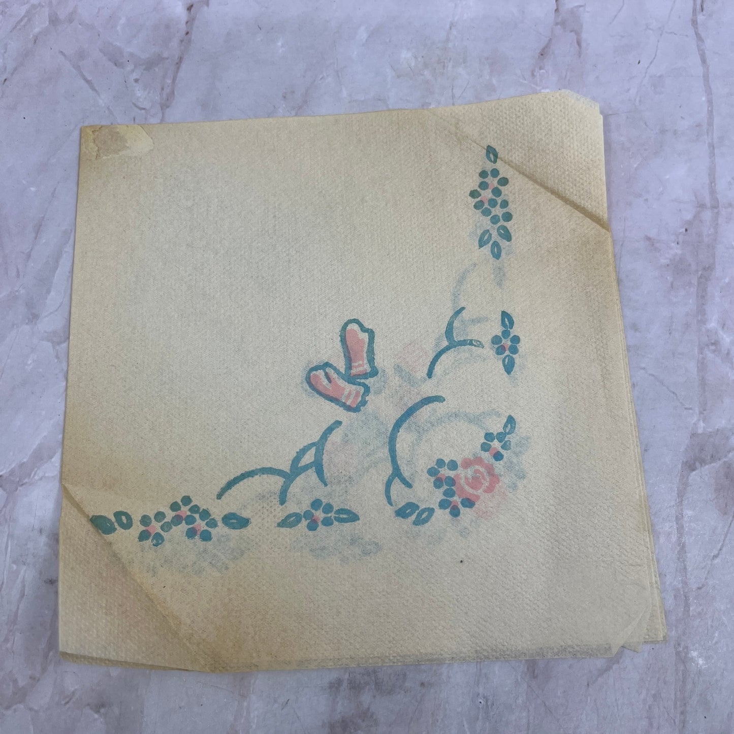 1940s Baby Shower Napkin Stork Carrying Infant TA9-E2