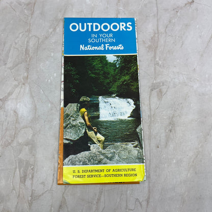 1970 Outdoors in Southern National Forests Fold Out Travel Map & Brochure TG8-Z