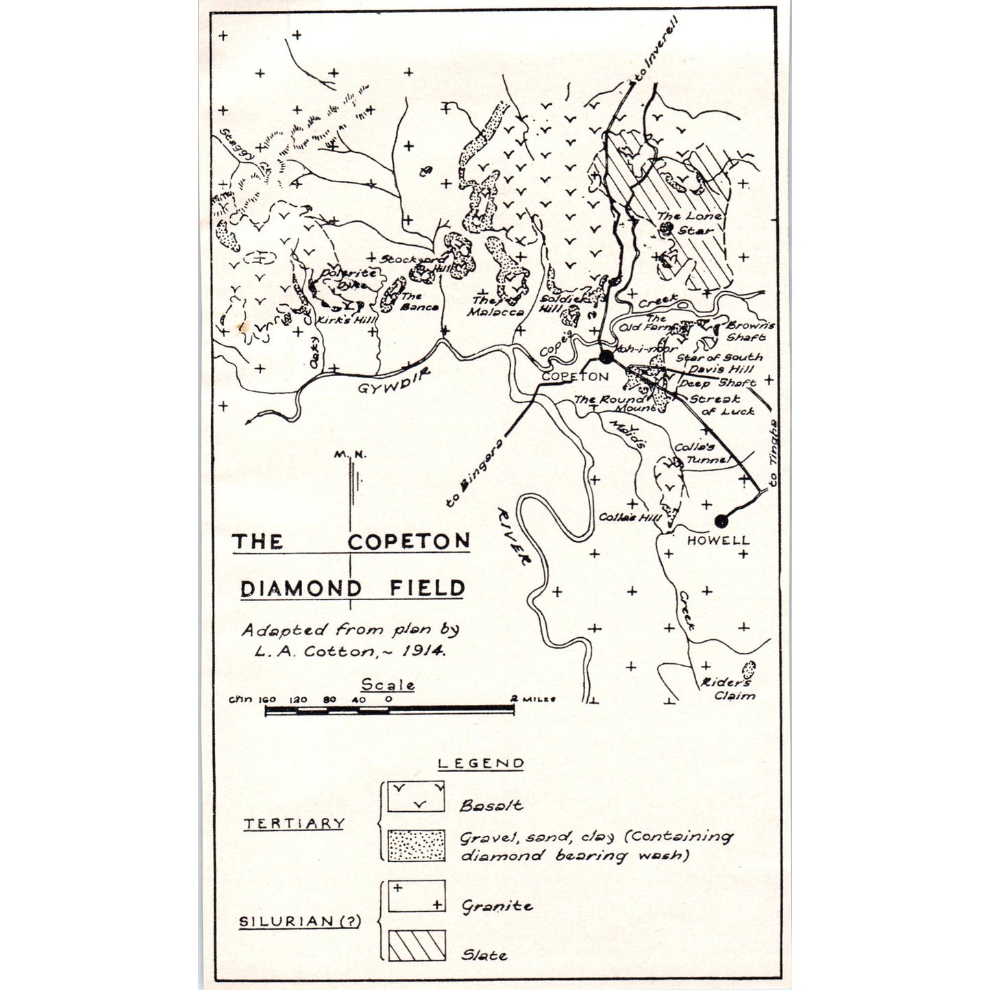 Map of the Copeton Diamond Field L.A. Cotton 1964 Magazine Clip AB6-LL1