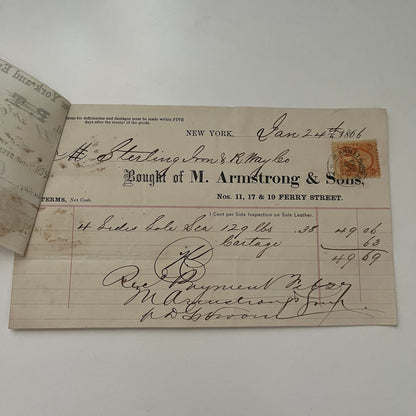 M. Armstrong and Sons New York 1866 Billhead & Erie Ry Waybill C15
