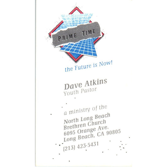 Dave Atkins Youth Pastor North Long Beach Brethren Church Business Card SD8-B4