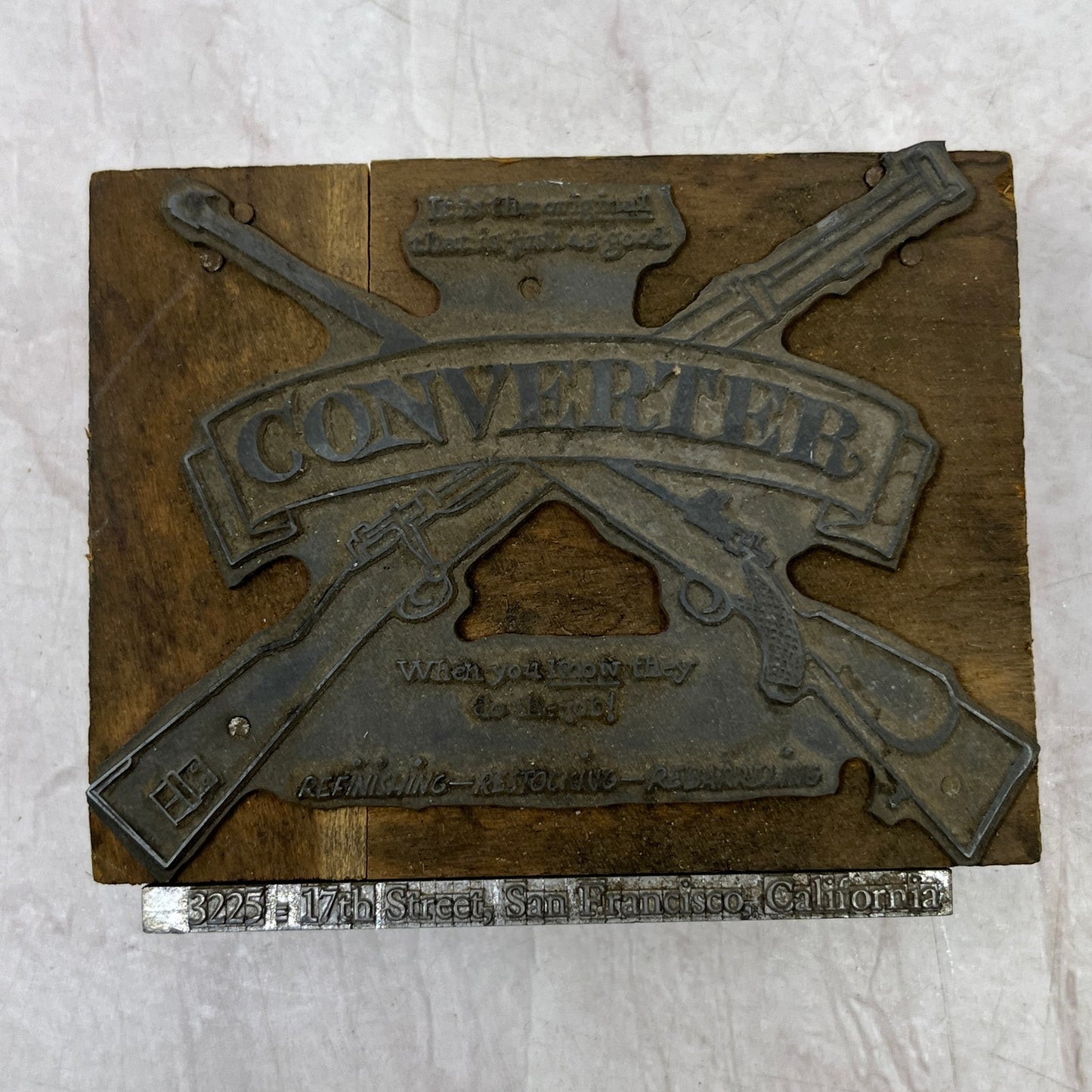 Converter Guns Rifle Pistol Vintage Letterpress Printers Block Plate SF5