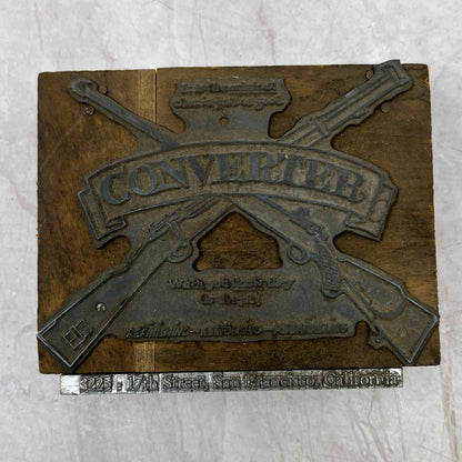 Converter Guns Rifle Pistol Vintage Letterpress Printers Block Plate SF5