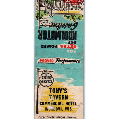 Tony's Tavern Commercial Hotel Koolmotor Gas Mondovi WI Vtg Matchbook SD2-Y10