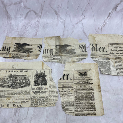 c1865 Lot of Original German Newspaper Clippings D22