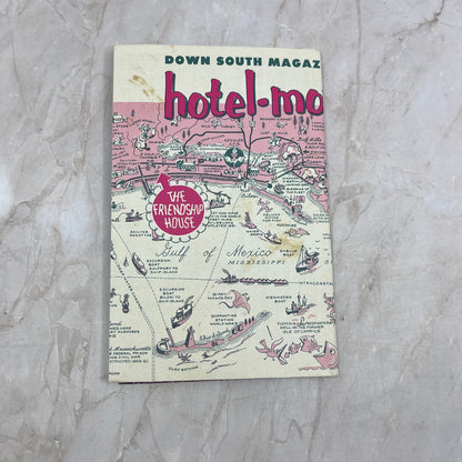 1960 Down South's Hotel Motel Guide Friendship House Biloxi MS Fold Out TG8-Z