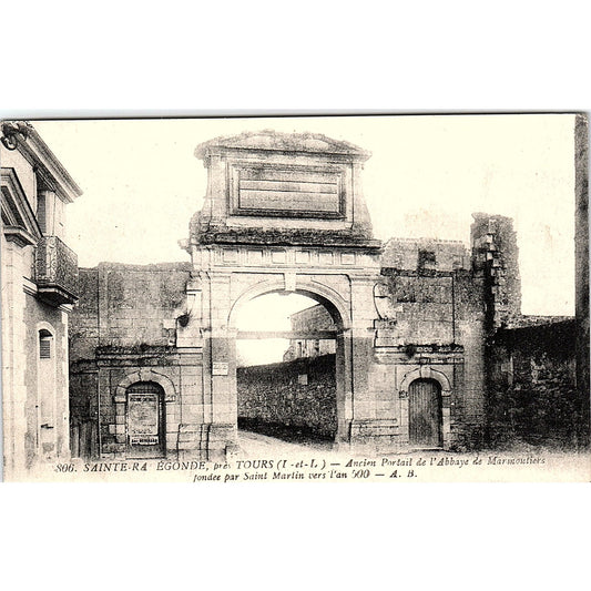 Ancien Portail De L'Abbaye De Marmoutiers French Antique Postcard PE11