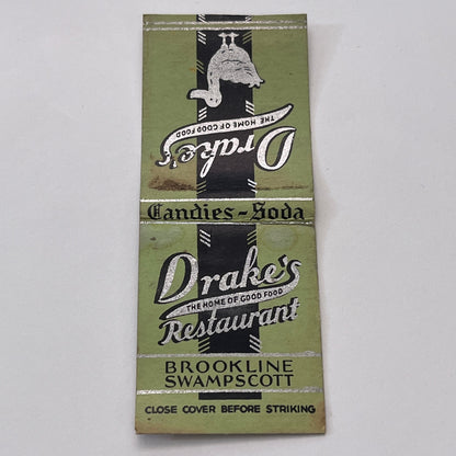 Drake's Restaurant Brookline Swampscott Vintage Matchbook Cover TB8-MB-13