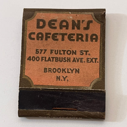 Dean's Cafeteria 577 Fulton St Brooklyn NY Vintage Matchbook Cover TB6-MB1-5