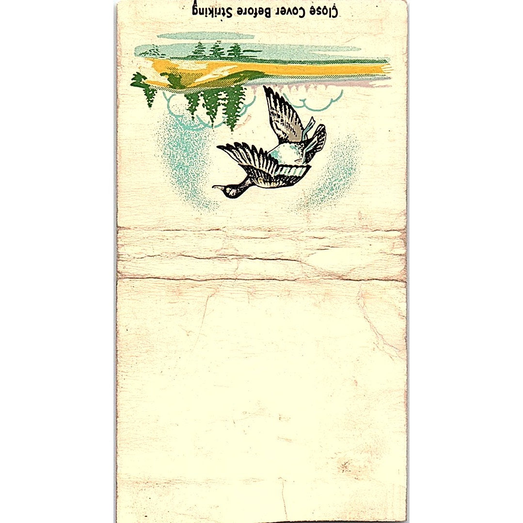 Blue Bill or American Scaup Duck Collectible Vintage Matchbook Cover SC7-Y3