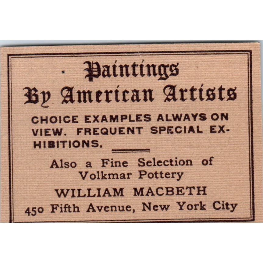 William Macbeth Paintings by American Artists NY c1905 Victorian Ad AE9-MA9