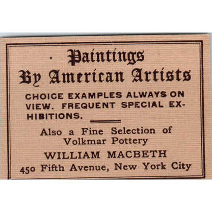 William Macbeth Paintings by American Artists NY c1905 Victorian Ad AE9-MA9