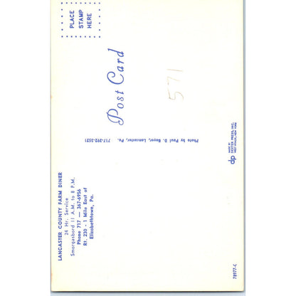 Lancaster County Farm Diner Elizabethtown PA Dutch Country Postcard PD7