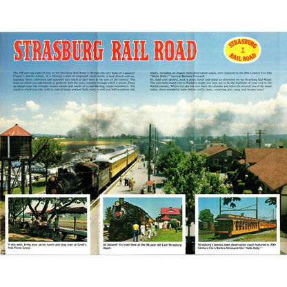 Vintage Strasburg Railroad Travel Brochure Fold Out Lancaster Co PA AE5