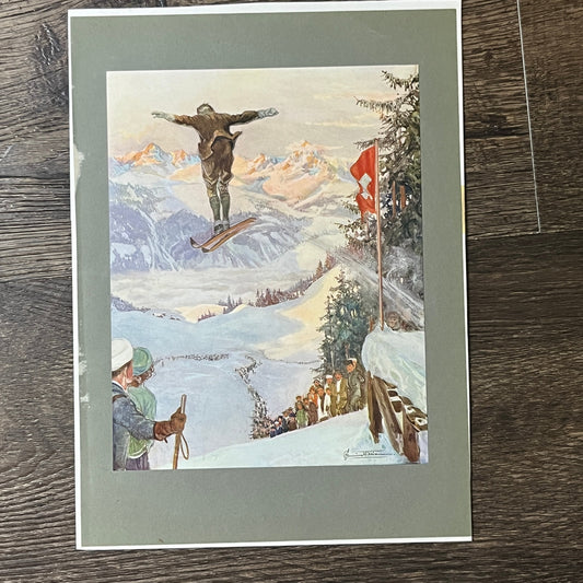 The History of Ski Jumping Vintage Kitsch 6x7 Art Print V2