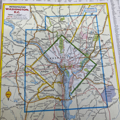 1960s Shell Oil Washington DC Street Guide Travel Map Fold Out TG8-Z