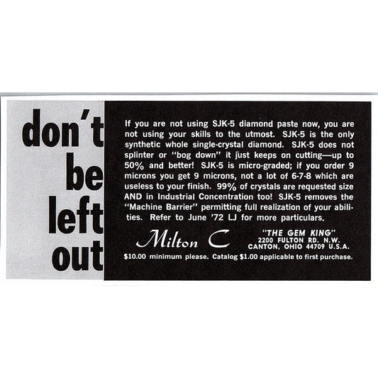 Milton C "The Gem King" Canton Ohio 1972 Ad AF8-M3
