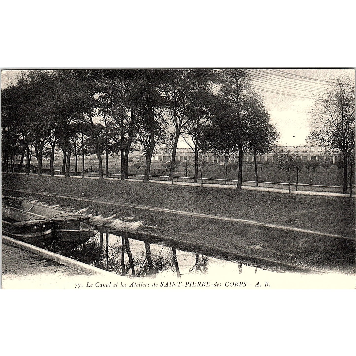 Le Canal Et Les Ateliers De Saint-Pierre-Des-Corps French Antique Postcard PE10