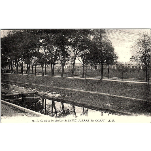 Le Canal Et Les Ateliers De Saint-Pierre-Des-Corps French Antique Postcard PE10