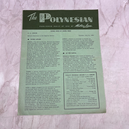 1956 Jul 31 - The Polynesian Hawaii Travel Newsletter Matson Lines TJ5-E1