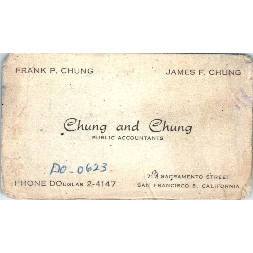 Frank P. & James F. Chung & Chung CPA San Francisco Chinese Business Card SD8-B9