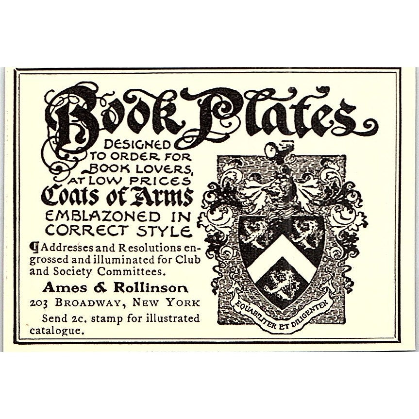 Ames & Rollinson Book Plates Broadway New York - 1904 Ad AF5-2