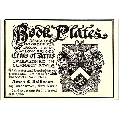 Ames & Rollinson Book Plates Broadway New York - 1904 Ad AF5-2