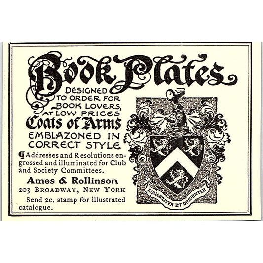 Ames & Rollinson Book Plates Broadway New York - 1904 Ad AF5-2