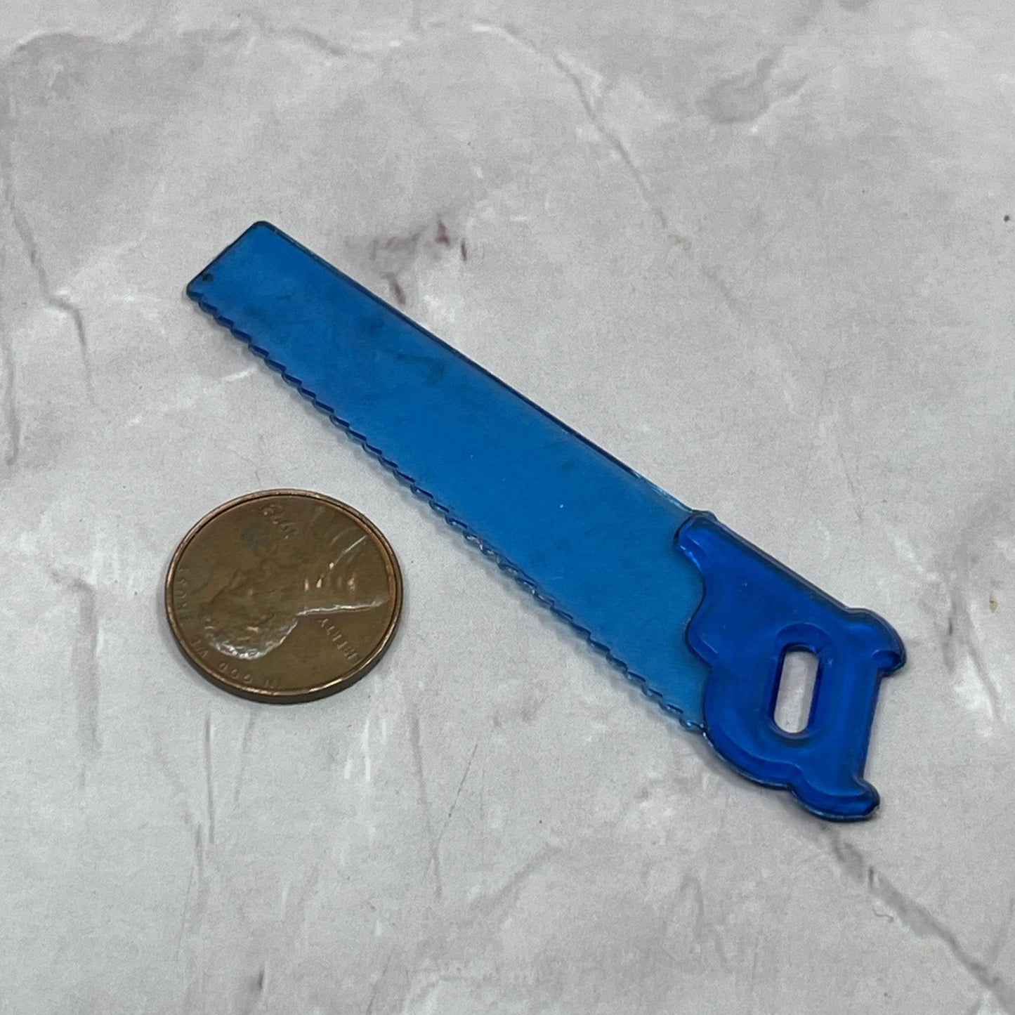 Vintage Transparent Blue Celluloid 2.5" Toy Saw Accessory SB7