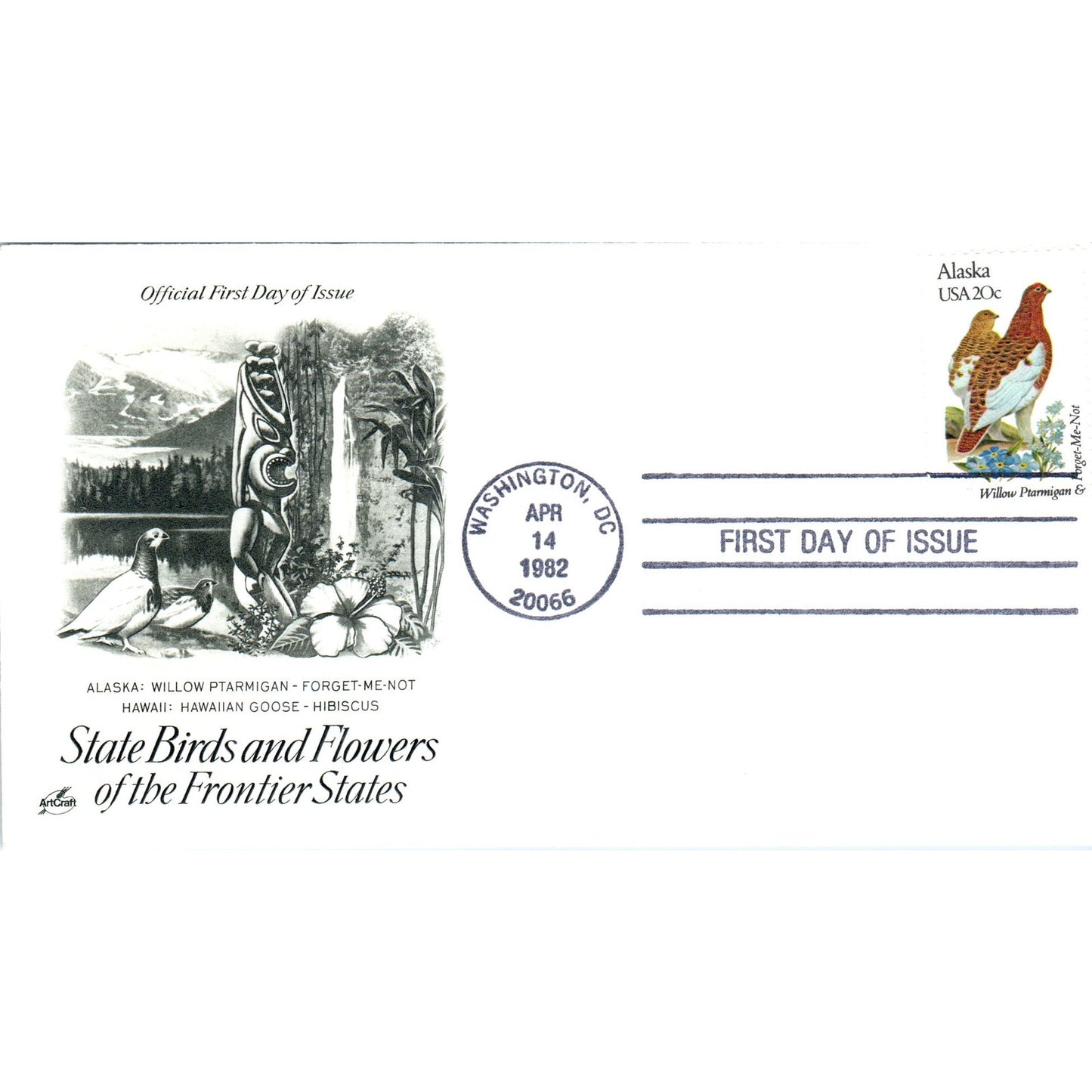 Alaska 1982 State Birds & Flowers of The Frontier States First Day Issue TJ5-PC2