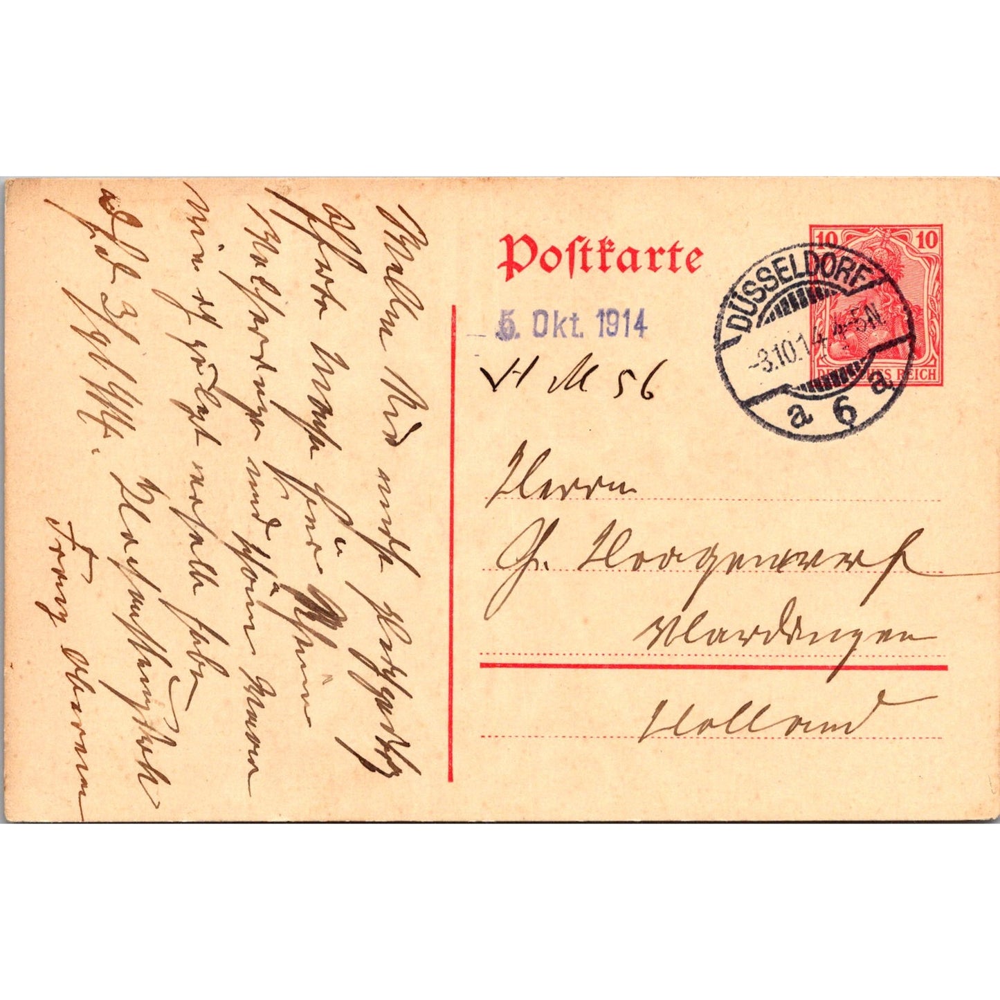 Düsseldorf Holland WWI 1914 German Reich Postcard TE2-GRQ