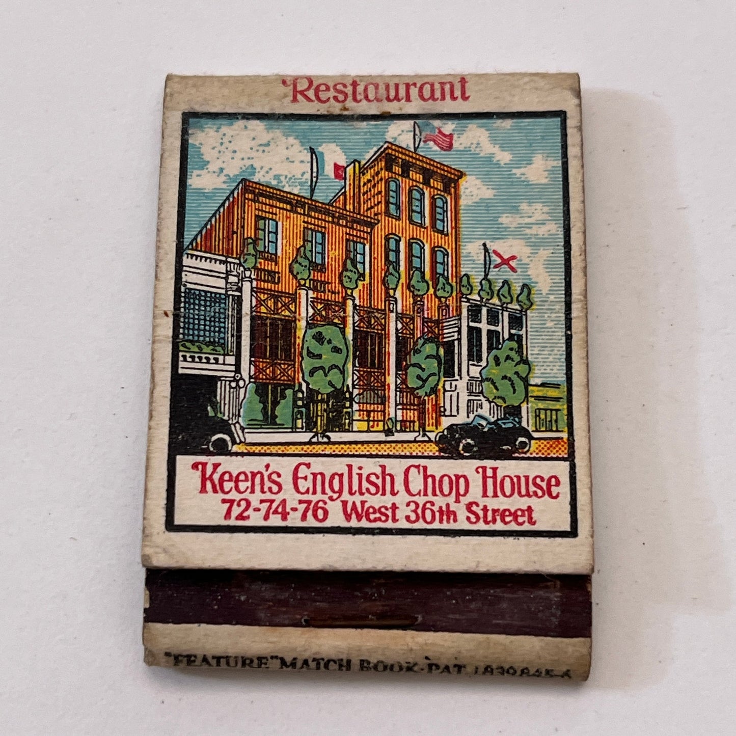 Keen's English Chop House 36th St NY Vintage Matchbook Cover TB8-MB3-7