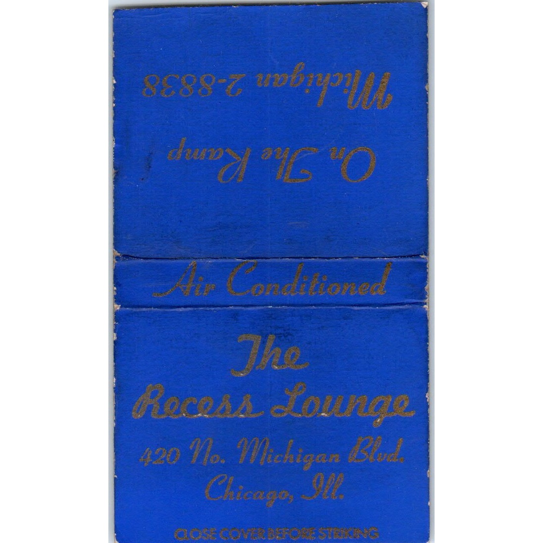 The Recess Lounge Chicago Vintage Matchbook Cover SF4-Y7