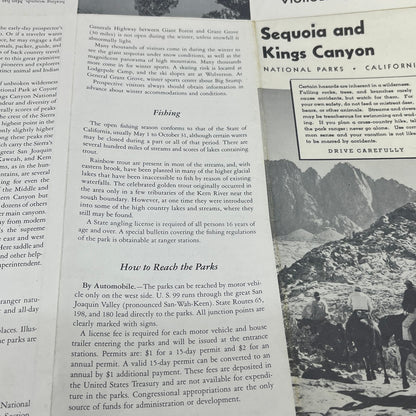 1954 Sequoia and Kings Canyon Parks CA Fold Out Travel Map & Brochure TG8-Z