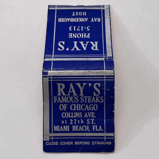 Ray's Famous Steaks of Chicago Mike Kemper Miami Beach FL Matchbook MM2-8