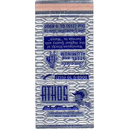 Athos Steel & Aluminum Inc Philadelphia Vintage Matchbook TB6-MB2-8