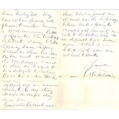 1900 Handwritten Letter Gordon Terrace Brookline MA - A.A. Filson D20