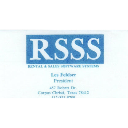 Les Feldser Retail & Sales Software Systems Corpus Christi Business Card SD8-B4