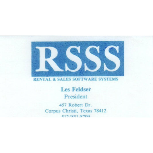 Les Feldser Retail & Sales Software Systems Corpus Christi Business Card SD8-B4