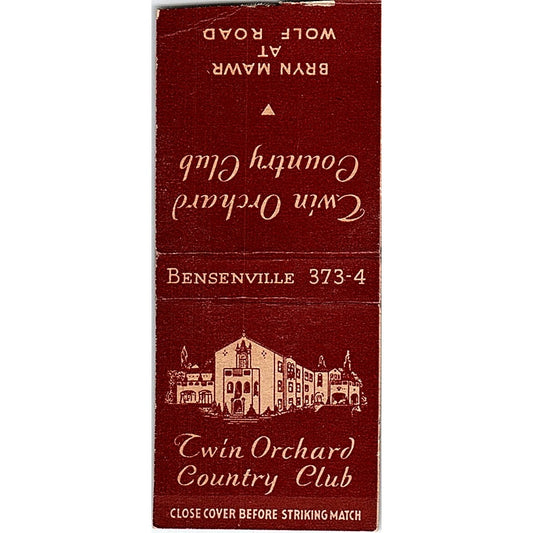 Twin Orchard Country Club Bensenville Vintage Matchbook Cover SC7-Y10